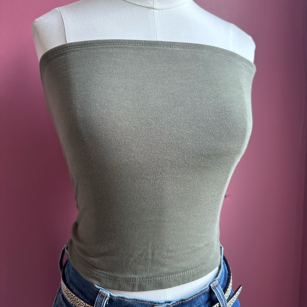 Old Navy Green Strapless Fitted Tank Top